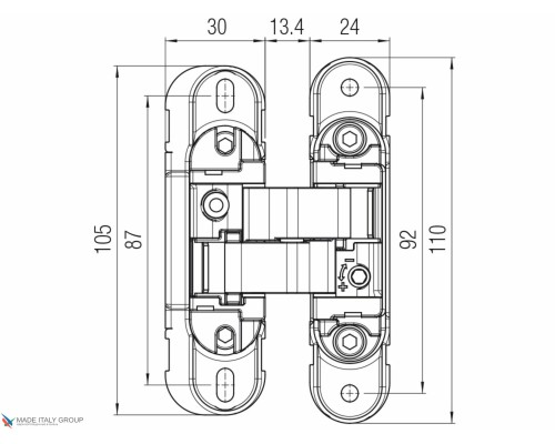 KUBICA K1060 30 DXSX, KOMBI HYBRID CS петля скрытая универсальная МАТОВЫЙ ХРОМ (60 kg) KUBICA K1060 30 DXSX, KOMBI HYBRID CS петля скрытая универсальная МАТОВЫЙ ХРОМ (60 kg)
