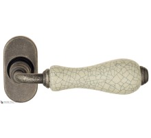 Дверная ручка для профильных дверей Venezia COLOSSEO белая керамика паутинка EP античное серебро