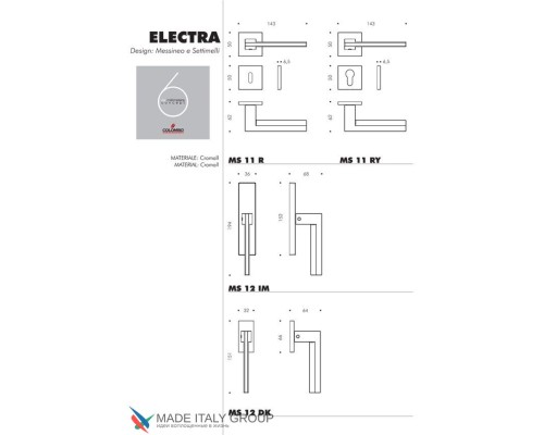 Дверная ручка на квадратном основании COLOMBO Electra MS11RSB-CM матовый хром Дверная ручка на квадратном основании COLOMBO Electra MS11RSB-CM матовый хром