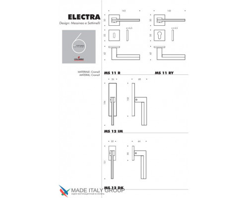 Дверная ручка на квадратном основании COLOMBO Electra MS11RSB-CR полированный хром Дверная ручка на квадратном основании COLOMBO Electra MS11RSB-CR полированный хром