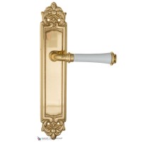 Дверная ручка на планке Fratelli Cattini GRACIA CERAMICA BIANCO PL96-OLV полированная латунь