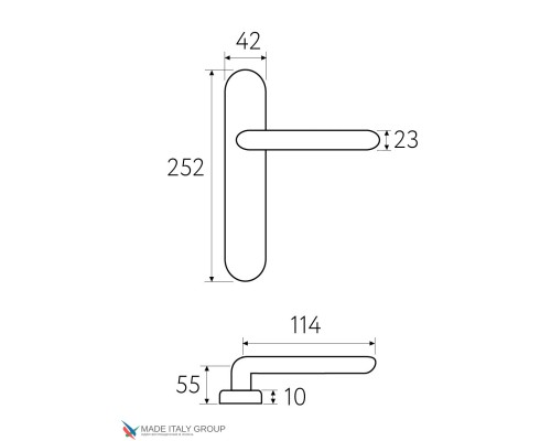 Дверная ручка на планке Fratelli Cattini PICCO CYL PL02-OLV полированная латунь