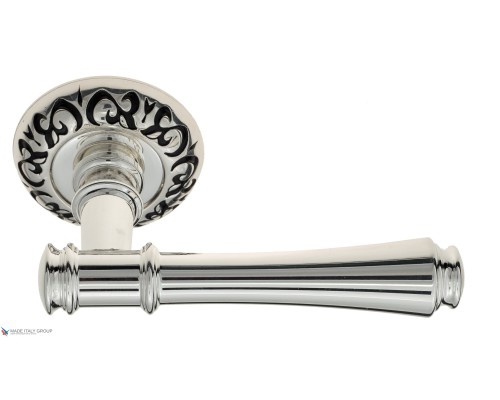 Дверная ручка Venezia CALLISTO D4 натуральное серебро + черный