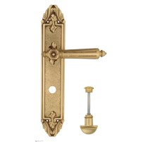Дверная ручка Venezia CASTELLO WC-2 на планке PL90 французское золото + коричневый