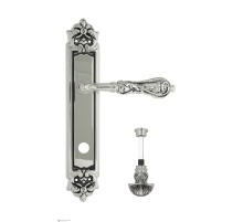 Дверная ручка Venezia MONTE CRISTO WC-4 на планке PL96 натуральное серебро + черный