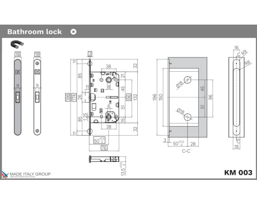 KM.003.CM.A.4.COV.CS Замок межкомнатный магнитный KOBLENZ SPINOFF WC96 с доводчиком CS матовый хром KM.003.CM.A.4.COV.CS Замок межкомнатный магнитный KOBLENZ SPINOFF WC96 с доводчиком CS матовый хром