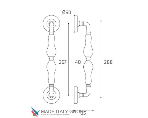 Ручка скоба Venezia FLORENCE 320мм (260мм) D4 полированная латунь Ручка скоба Venezia FLORENCE 320мм (260мм) D4 полированная латунь