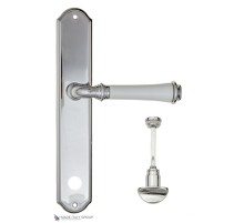 Дверная ручка на планке Fratelli Cattini GRACIA CERAMICA BIANCO WC-2 PL02-CR полированный хром