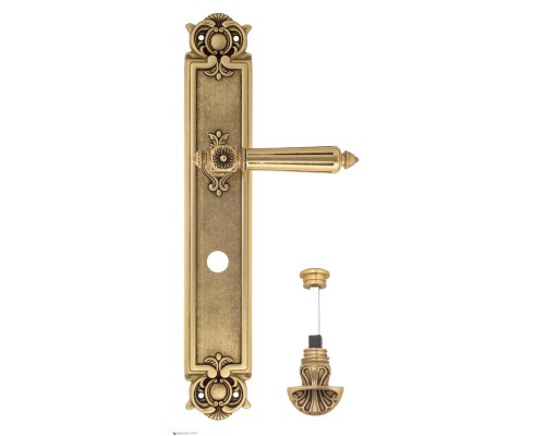 Дверная ручка Venezia CASTELLO WC-4 на планке PL97 французское золото + коричневый Дверная ручка Venezia CASTELLO WC-4 на планке PL97 французское золото + коричневый