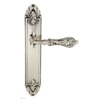 Дверная ручка Venezia MONTE CRISTO на планке PL90 натуральное серебро + черный