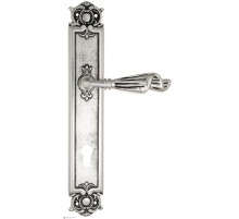 Дверная ручка Venezia OPERA CYL на планке PL97 натуральное серебро + черный