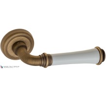 Дверная ручка на круглом основании Fratelli Cattini GRACIA CERAMICA BIANCO D1-BY матовая бронза