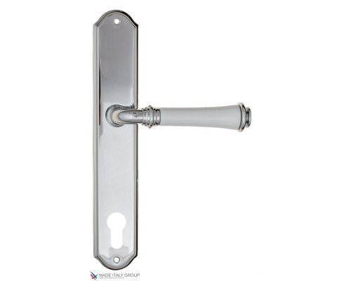 Дверная ручка на планке Fratelli Cattini GRACIA CERAMICA BIANCO CYL PL02-CR полированный хром Дверная ручка на планке Fratelli Cattini GRACIA CERAMICA BIANCO CYL PL02-CR полированный хром
