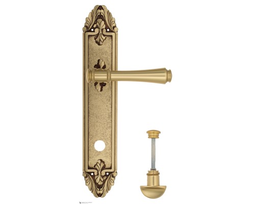 Дверная ручка Venezia CALLISTO WC-2 на планке PL90 французское золото + коричневый Дверная ручка Venezia CALLISTO WC-2 на планке PL90 французское золото + коричневый