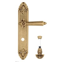 Дверная ручка Venezia CASTELLO WC-4 на планке PL90 французское золото + коричневый