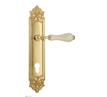 Дверная ручка Venezia COLOSSEO белая керамика паутинка CYL на планке PL96 полированная латунь