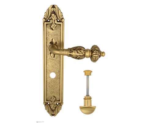 Дверная ручка Venezia LUCRECIA WC-2 на планке PL90 французское золото + коричневый Дверная ручка Venezia LUCRECIA WC-2 на планке PL90 французское золото + коричневый