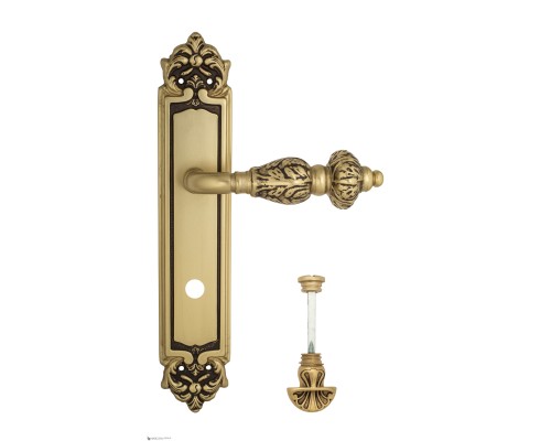 Дверная ручка Venezia LUCRECIA WC-4 на планке PL96 французское золото + коричневый Дверная ручка Venezia LUCRECIA WC-4 на планке PL96 французское золото + коричневый