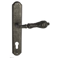 Дверная ручка Venezia MONTE CRISTO CYL на планке PL02 античное серебро