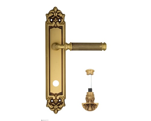 Дверная ручка Venezia MOSCA WC-4 на планке PL96 французское золото + коричневый Дверная ручка Venezia MOSCA WC-4 на планке PL96 французское золото + коричневый
