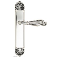 Дверная ручка Venezia OPERA на планке PL87 натуральное серебро + черный