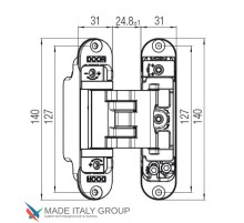 KUBICA 3000 DXSX, NO петля скрытая универсальная для дверей с притвором до 10мм ЧЕРНЫЙ (60кг)