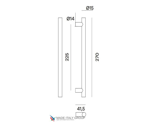 Ручка скоба Venezia LINEAR 270мм (225мм) матовый черный Ручка скоба Venezia LINEAR 270мм (225мм) матовый черный